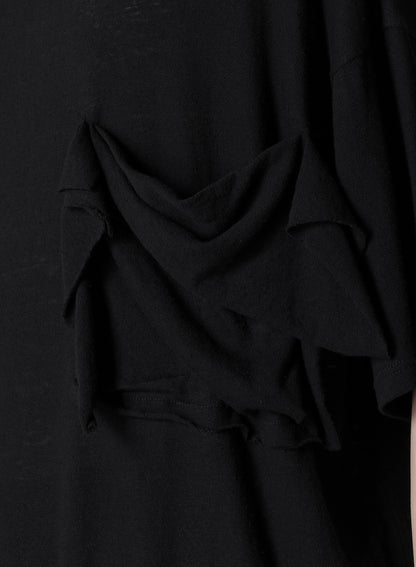 COTTON SILK NOIR GAUZE JERSEY POCKET DETAIL SHORT SLV T