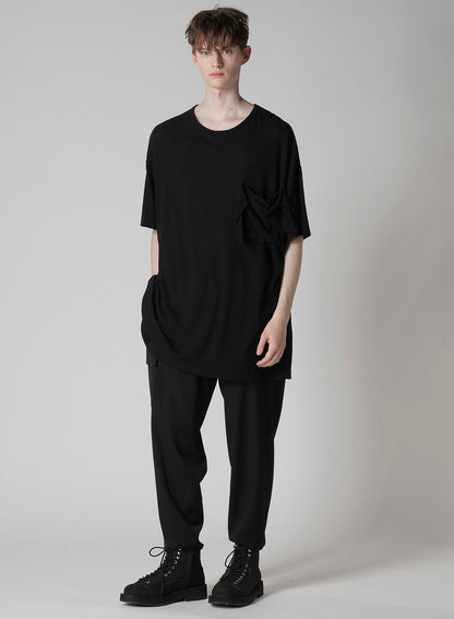 COTTON SILK NOIR GAUZE JERSEY POCKET DETAIL SHORT SLV T