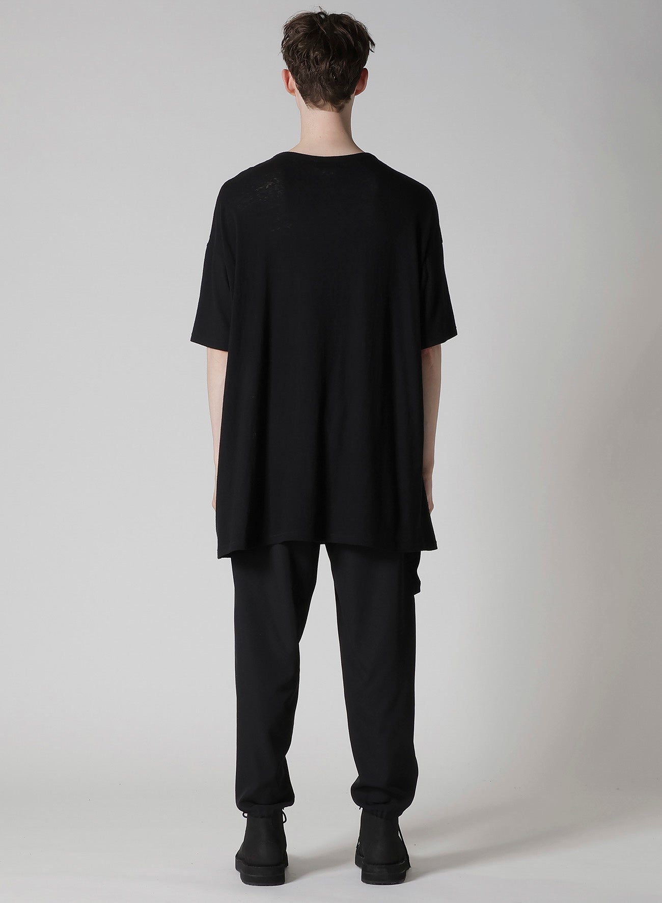 COTTON SILK NOIR GAUZE JERSEY POCKET DETAIL SHORT SLV T