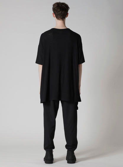 COTTON SILK NOIR GAUZE JERSEY POCKET DETAIL SHORT SLV T