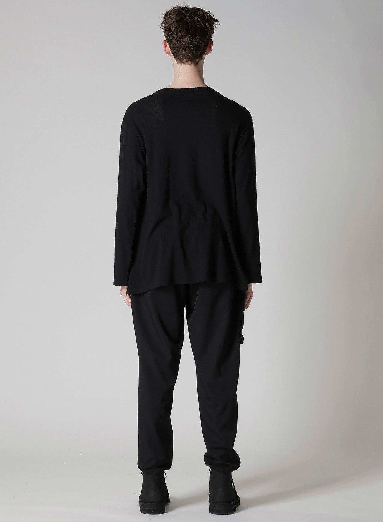 COTTON SILK NOIR GAUZE JERSEY POCKET DETAIL LONG SLV T