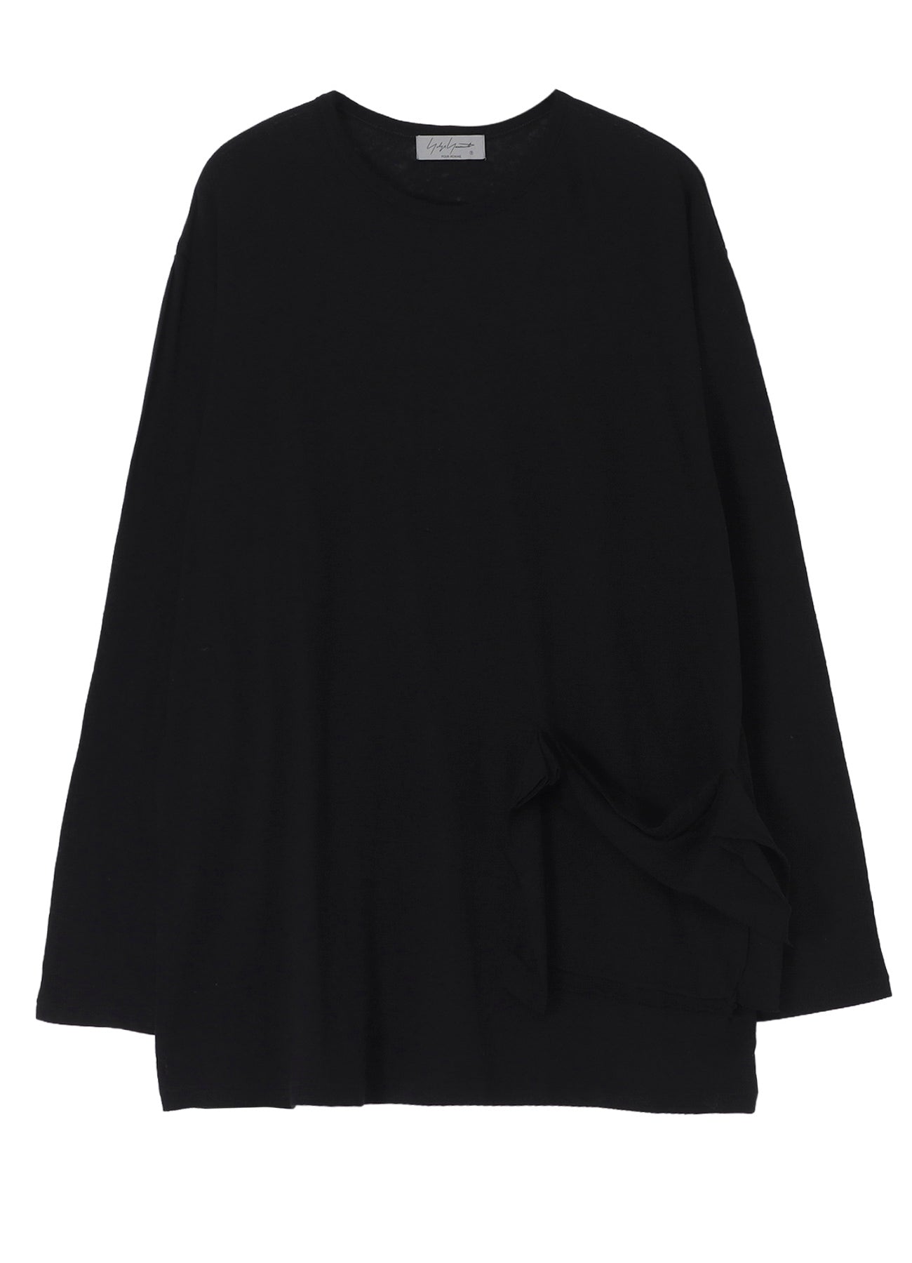COTTON SILK NOIR GAUZE JERSEY POCKET DETAIL LONG SLV T