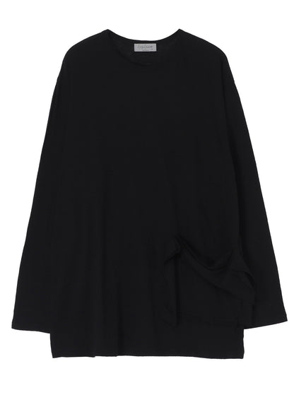 COTTON SILK NOIR GAUZE JERSEY POCKET DETAIL LONG SLV T