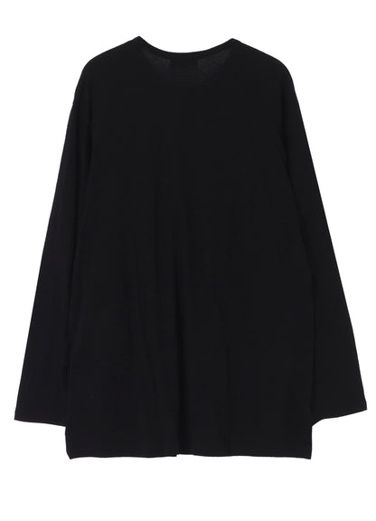 COTTON SILK NOIR GAUZE JERSEY POCKET DETAIL LONG SLV T