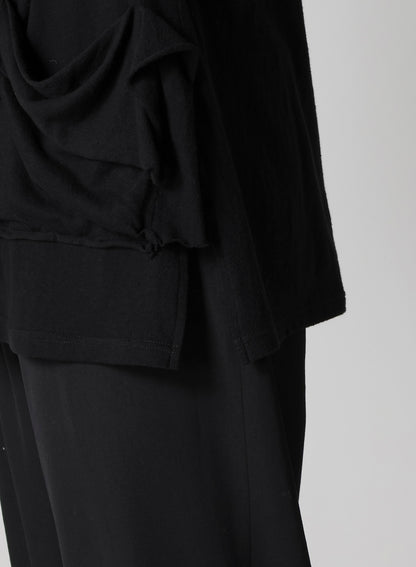 COTTON SILK NOIR GAUZE JERSEY POCKET DETAIL LONG SLV T