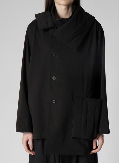 30/-HIGH D COTTON JERSEY DESIGNED COLLAR PADDED COAT