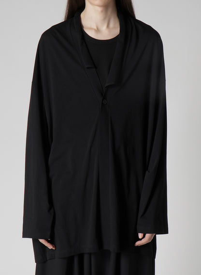 COTTON CASHMERE JERSEY ONE BUTTON CARDIGAN