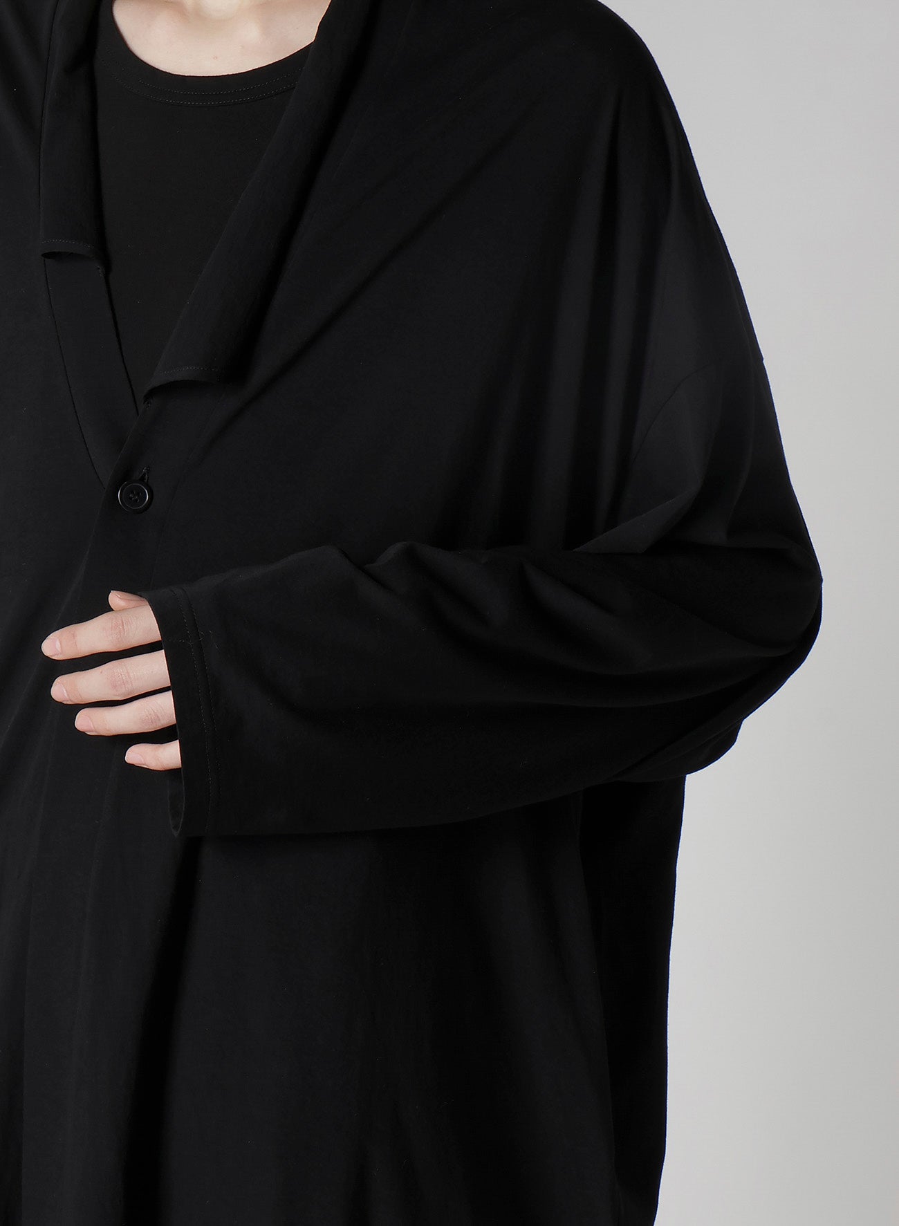 COTTON CASHMERE JERSEY ONE BUTTON CARDIGAN