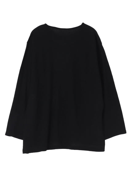 MILLING WOOL SIDE SLIT ROUND NECK LONG SLV T