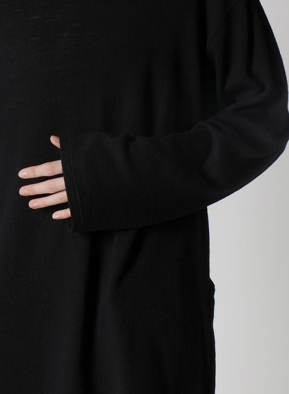 MILLING WOOL SIDE SLIT ROUND NECK LONG SLV T