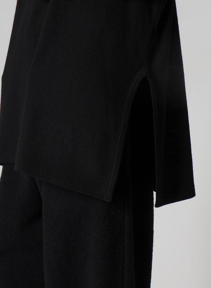 MILLING WOOL SIDE SLIT ROUND NECK LONG SLV T