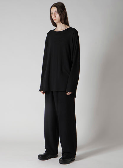 MILLING WOOL SIDE SLIT ROUND NECK LONG SLV T