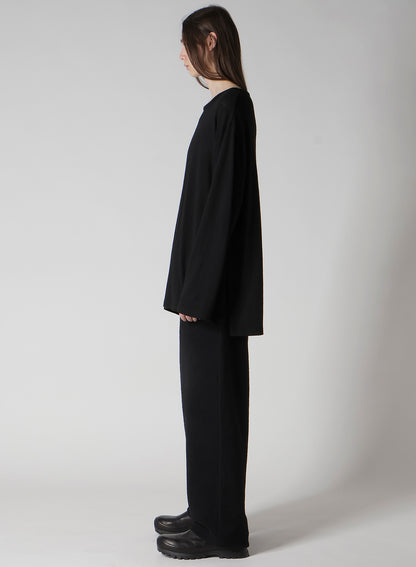 MILLING WOOL SIDE SLIT ROUND NECK LONG SLV T