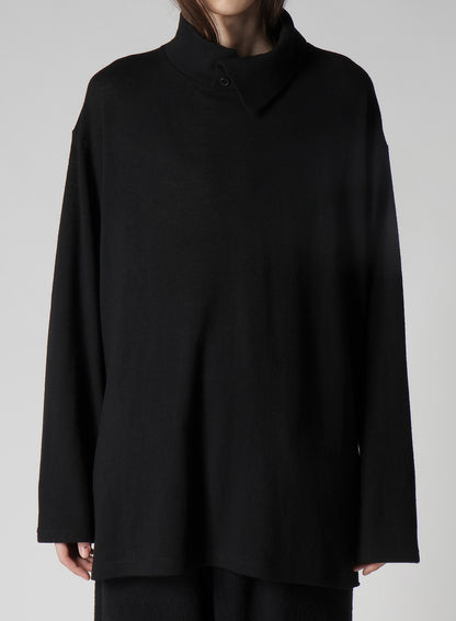 MILLING WOOL SIDE SLIT HIGH NECK LONG SLV T