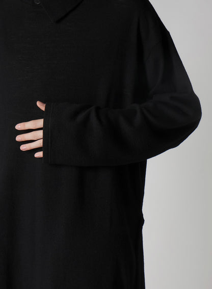 MILLING WOOL SIDE SLIT HIGH NECK LONG SLV T