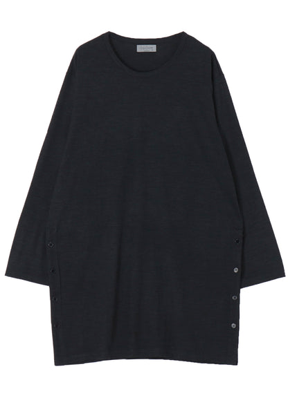 WOOL SINGLE JERSEY SIDE SLIT BUTTON DETAIL T
