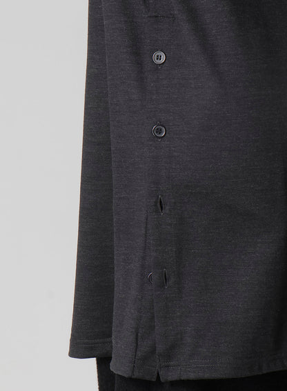 WOOL SINGLE JERSEY SIDE SLIT BUTTON DETAIL T