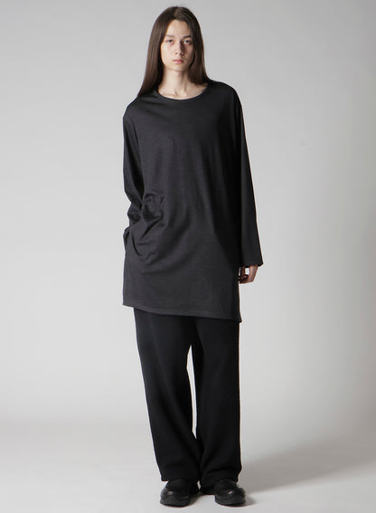 WOOL SINGLE JERSEY SIDE SLIT BUTTON DETAIL T