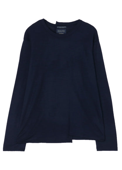 WOOL SINGLE JERSEY PANELED ROUND NECK LONG SLV T