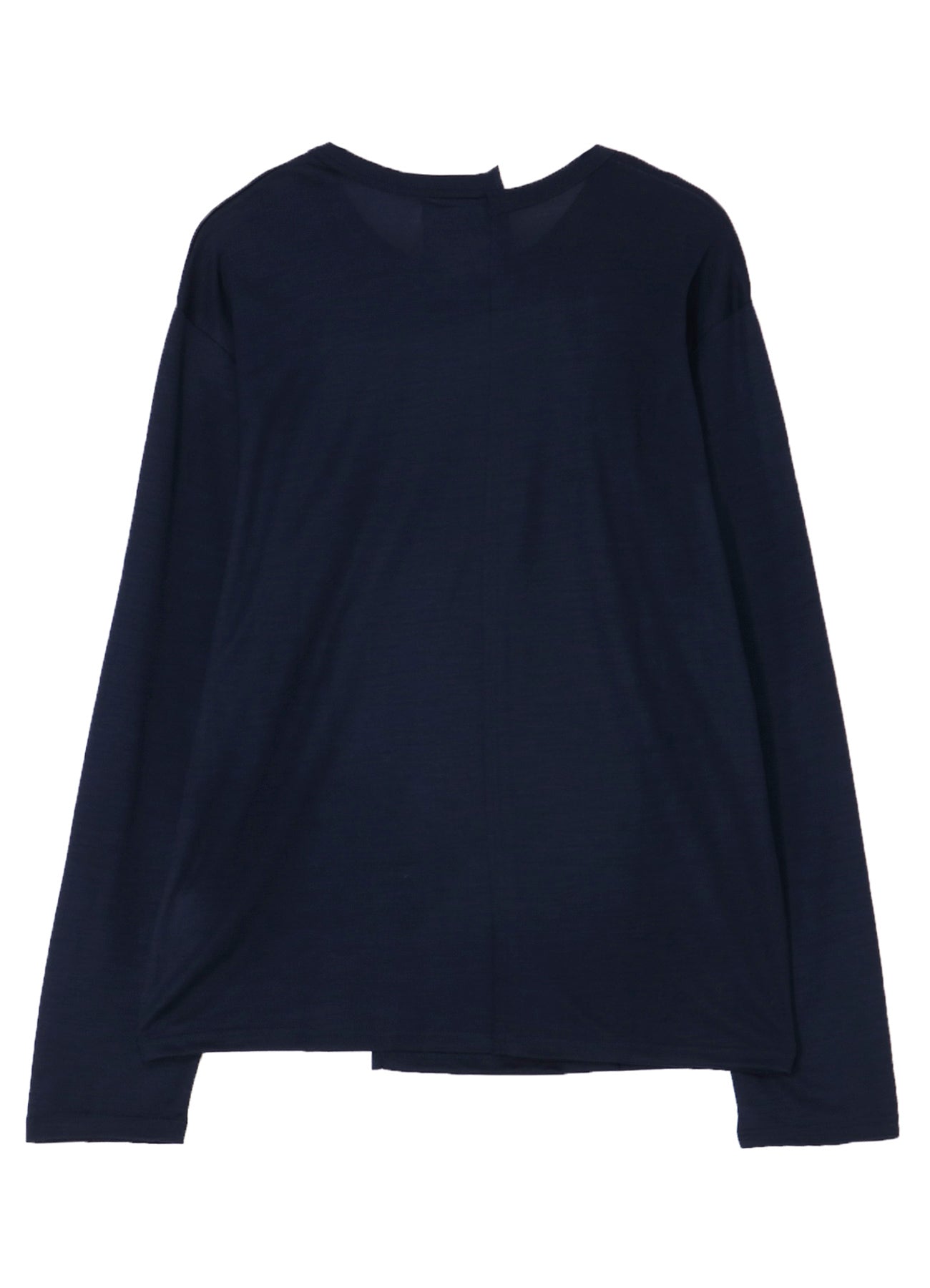 WOOL SINGLE JERSEY PANELED ROUND NECK LONG SLV T