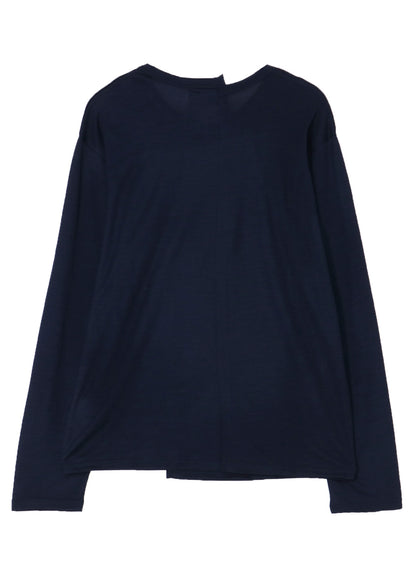 WOOL SINGLE JERSEY PANELED ROUND NECK LONG SLV T