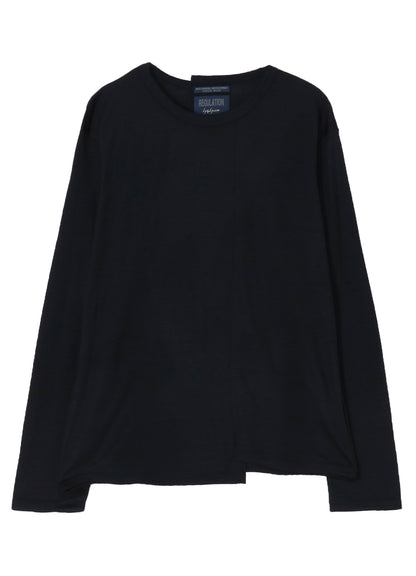 WOOL SINGLE JERSEY PANELED ROUND NECK LONG SLV T