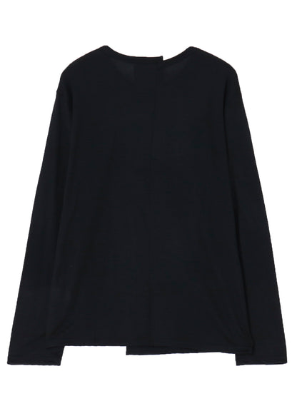 WOOL SINGLE JERSEY PANELED ROUND NECK LONG SLV T