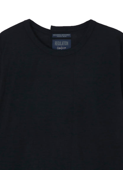 WOOL SINGLE JERSEY PANELED ROUND NECK LONG SLV T