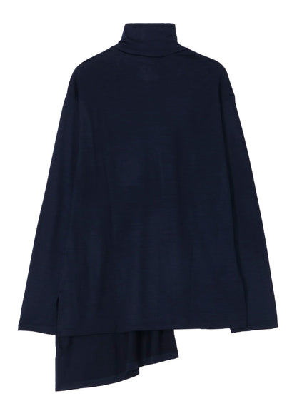 WOOL SINGLE JERSEY PANELED TURTLE NECK PO