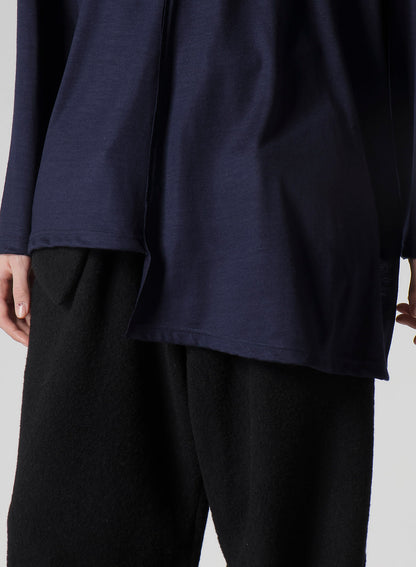 WOOL SINGLE JERSEY PANELED TURTLE NECK PO