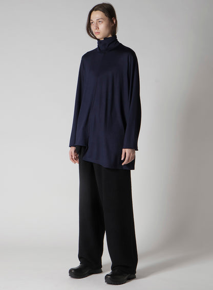 WOOL SINGLE JERSEY PANELED TURTLE NECK PO