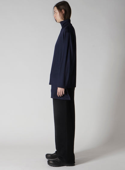 WOOL SINGLE JERSEY PANELED TURTLE NECK PO