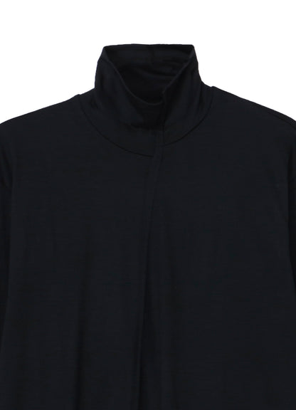 WOOL SINGLE JERSEY PANELED TURTLE NECK PO