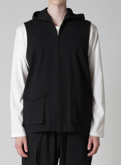 HIGH DENSITY JERSEY HOODED ZIP VEST