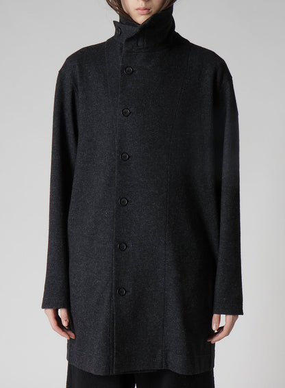 WOOLLEN JERSEY HIGH NECK LONG COAT