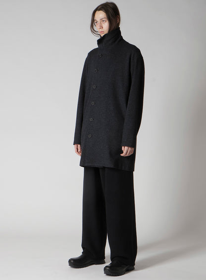 WOOLLEN JERSEY HIGH NECK LONG COAT