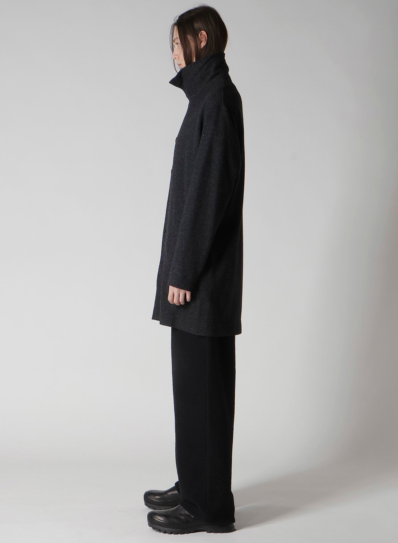 WOOLLEN JERSEY HIGH NECK LONG COAT