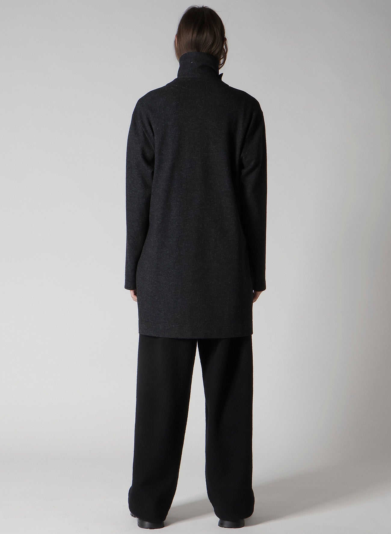 WOOLLEN JERSEY HIGH NECK LONG COAT