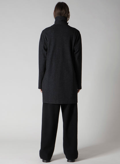 WOOLLEN JERSEY HIGH NECK LONG COAT