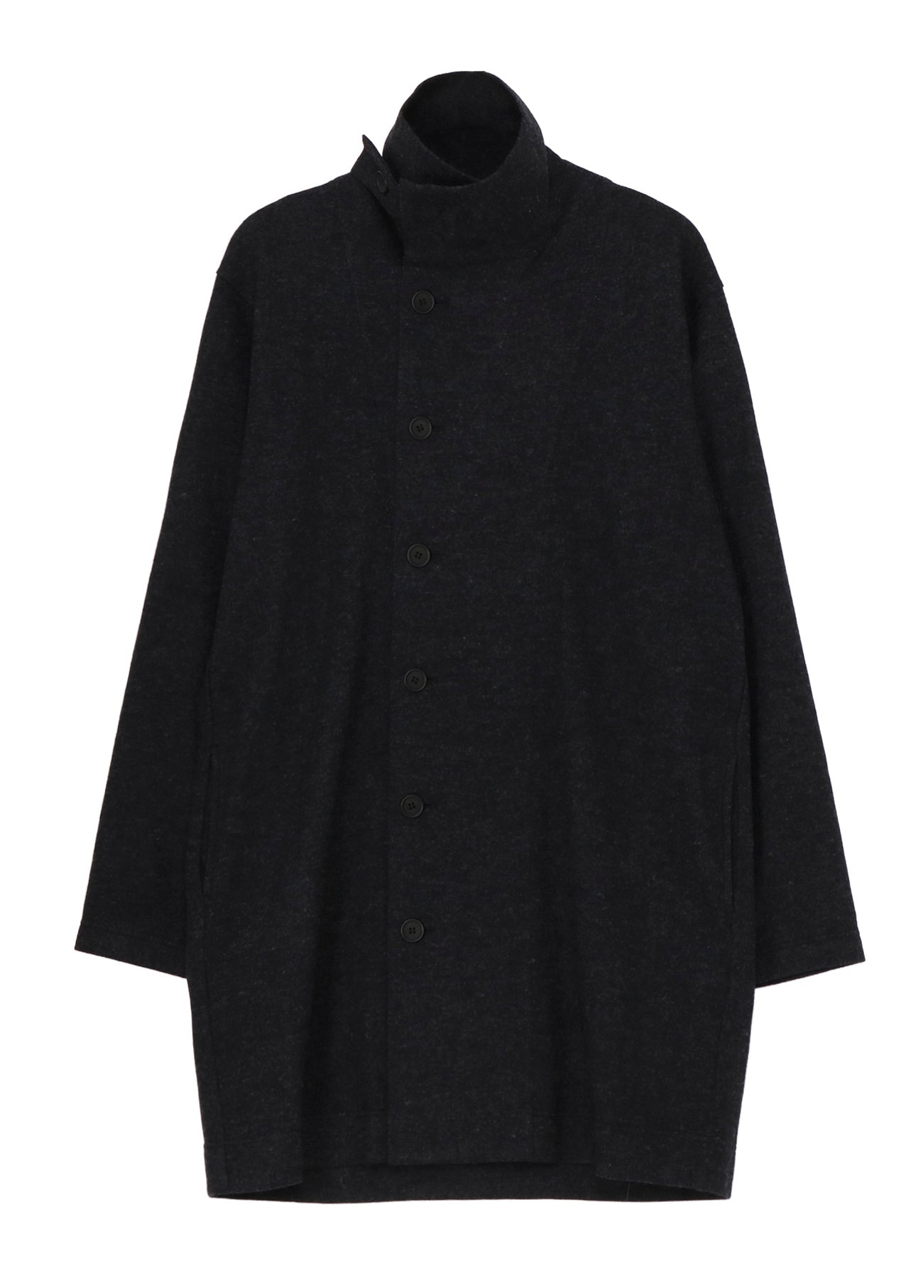 WOOLLEN JERSEY HIGH NECK LONG COAT