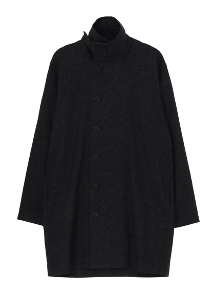 WOOLLEN JERSEY HIGH NECK LONG COAT