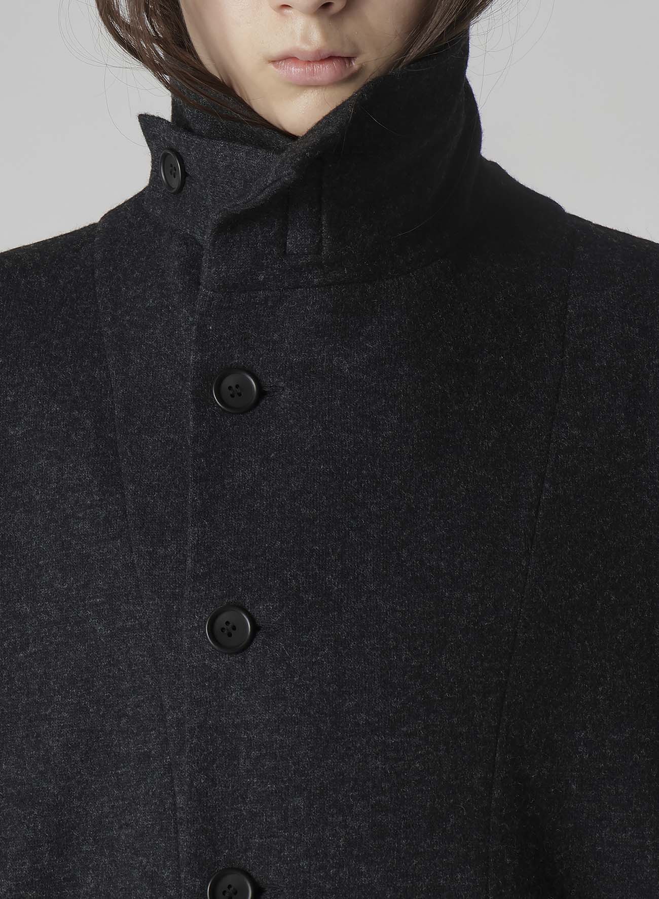 WOOLLEN JERSEY HIGH NECK LONG COAT