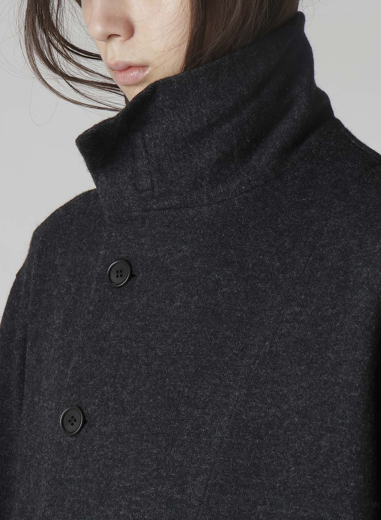 WOOLLEN JERSEY HIGH NECK LONG COAT