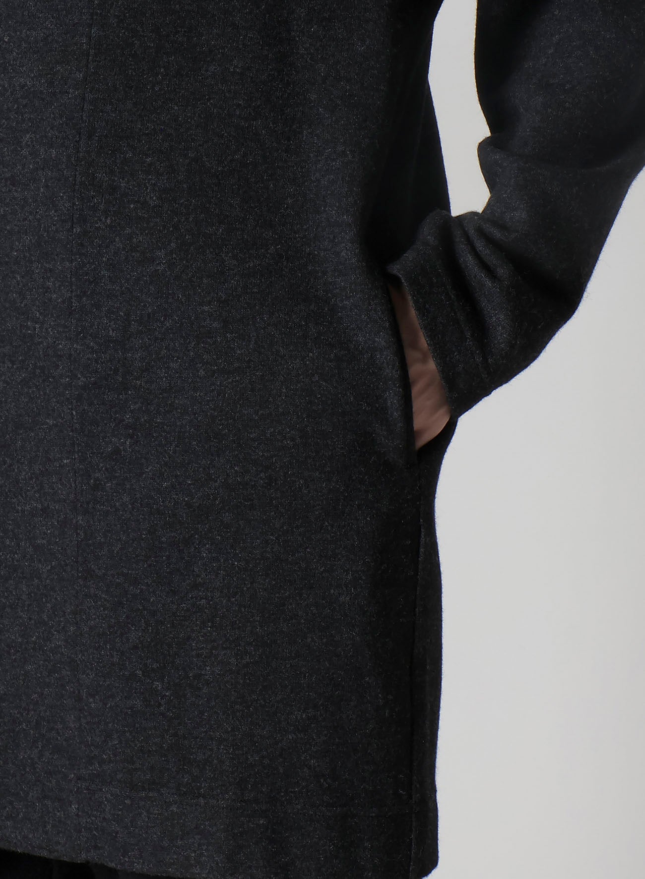 WOOLLEN JERSEY HIGH NECK LONG COAT