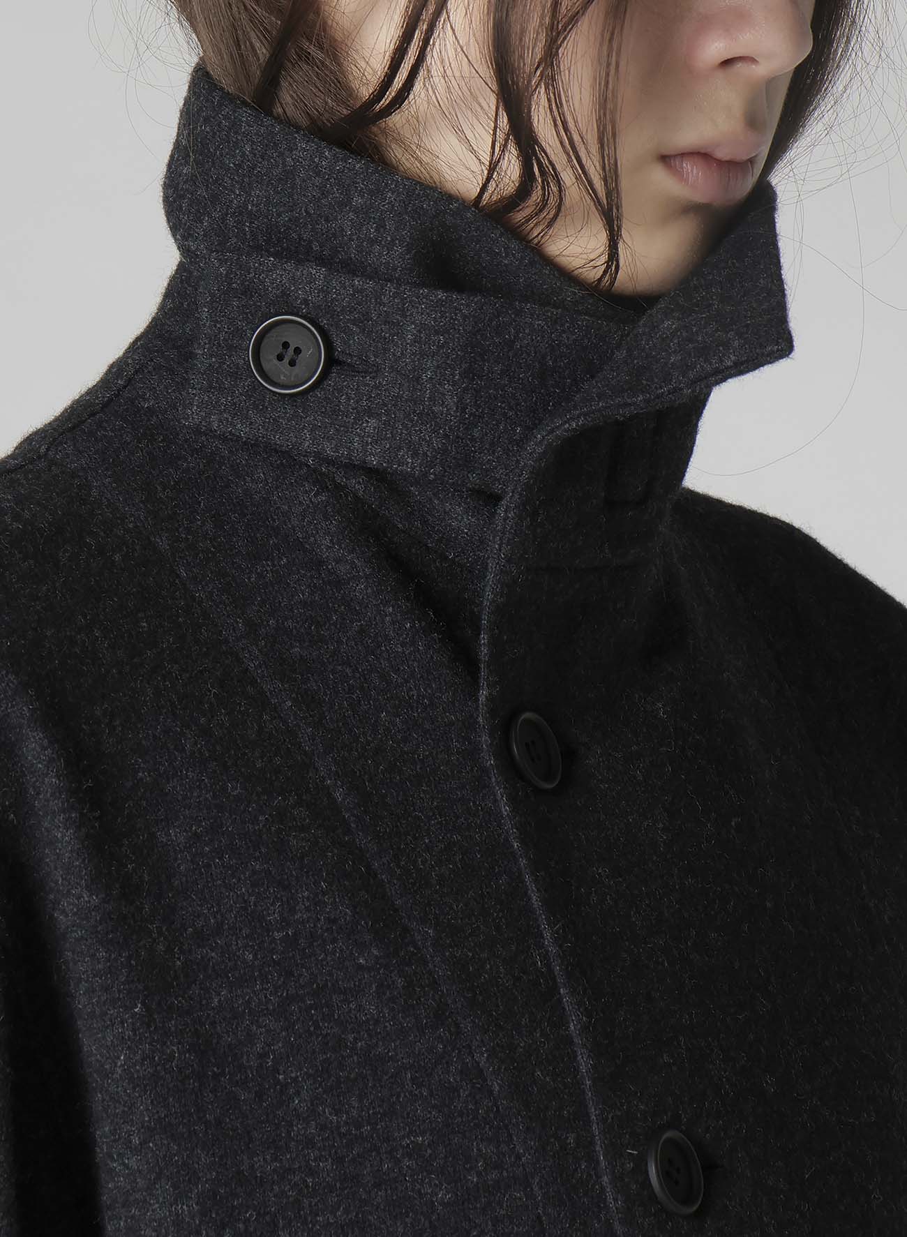 WOOLLEN JERSEY HIGH NECK LONG COAT