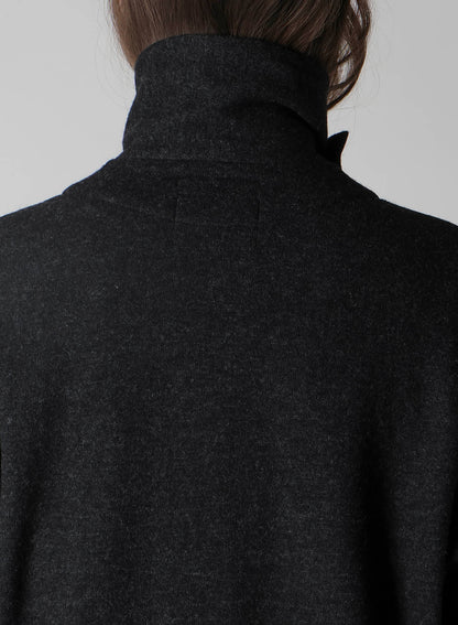 WOOLLEN JERSEY HIGH NECK LONG COAT