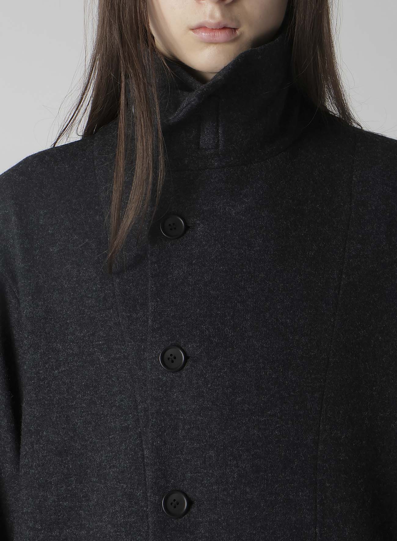 WOOLLEN JERSEY HIGH NECK LONG COAT