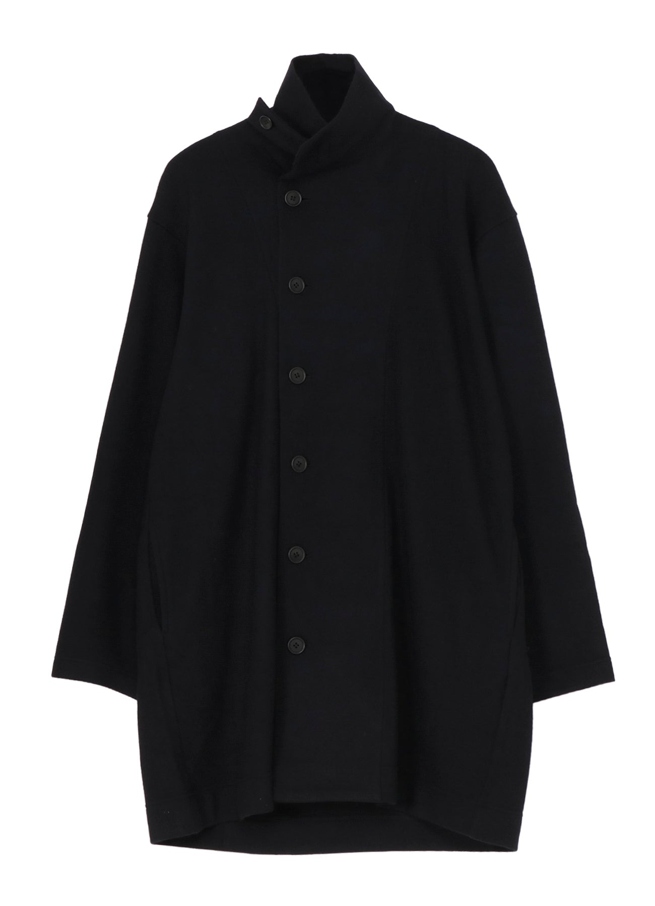 WOOLLEN JERSEY HIGH NECK LONG COAT