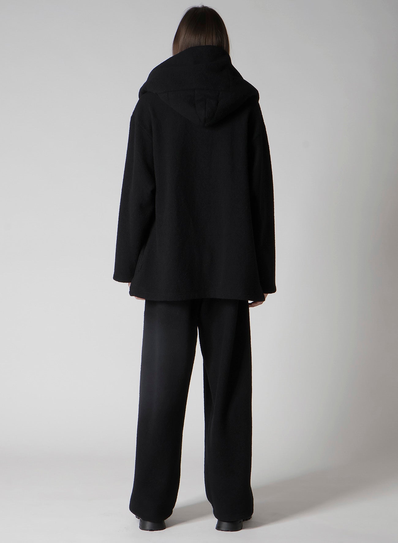 BOUCLE SINGLE JERSEY PADDED HOODED COAT