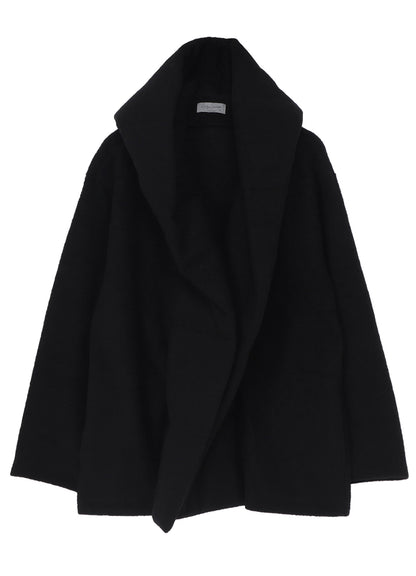 BOUCLE SINGLE JERSEY PADDED HOODED COAT